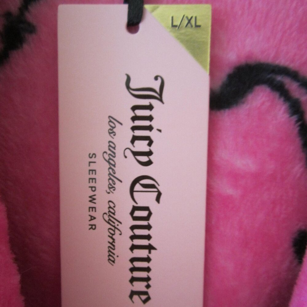 Juicy Couture Bathrobe Robe Women Hot Pink Crown Hooded Sleepwear L/XL - Picture 5 of 6